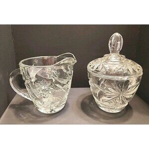 Vintage Anchor Hocking “Star of David” Creamer and Sugar Bowl Set With Lid